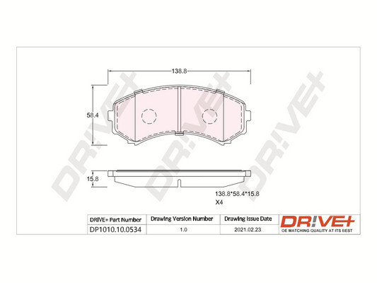 Комплект тормозных колодок, дисковый тормоз   DP1010.10.0534   Dr!ve+