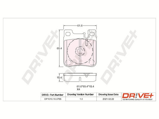 Комплект гальмівних накладок, дискове гальмо   DP1010.10.0755   Dr!ve+