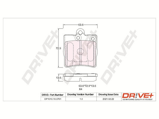 Комплект тормозных колодок, дисковый тормоз   DP1010.10.0761   Dr!ve+