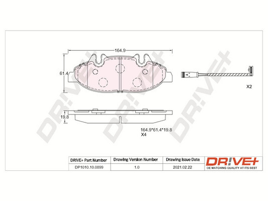 Комплект тормозных колодок, дисковый тормоз   DP1010.10.0899   Dr!ve+