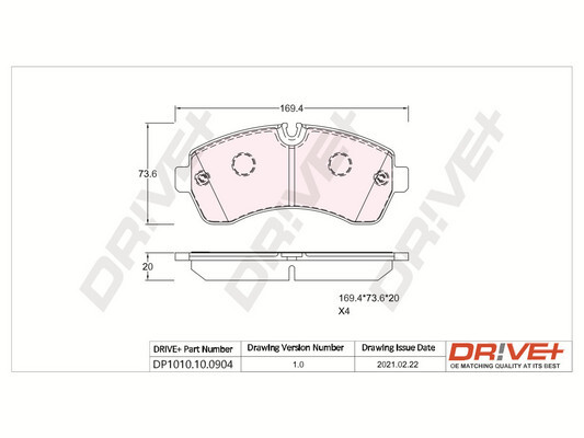Комплект тормозных колодок, дисковый тормоз   DP1010.10.0904   Dr!ve+