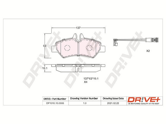 Комплект тормозных колодок, дисковый тормоз   DP1010.10.0906   Dr!ve+