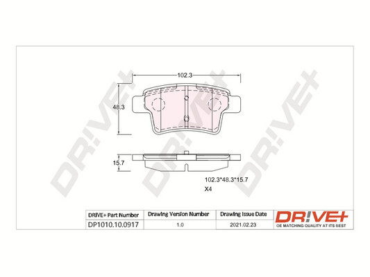 Комплект тормозных колодок, дисковый тормоз   DP1010.10.0917   Dr!ve+