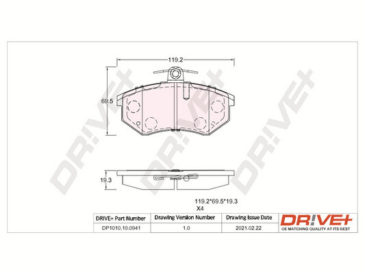 Комплект тормозных колодок, дисковый тормоз   DP1010.10.0941   Dr!ve+