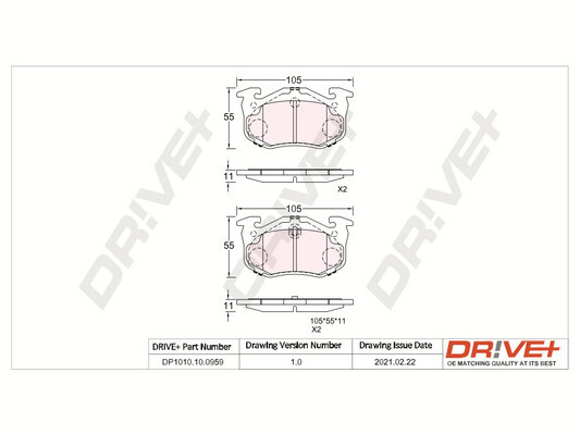 Комплект тормозных колодок, дисковый тормоз   DP1010.10.0959   Dr!ve+