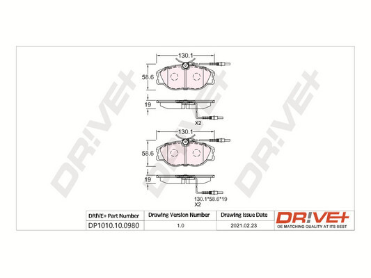 Комплект тормозных колодок, дисковый тормоз   DP1010.10.0980   Dr!ve+