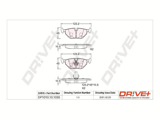 Комплект тормозных колодок, дисковый тормоз   DP1010.10.1038   Dr!ve+