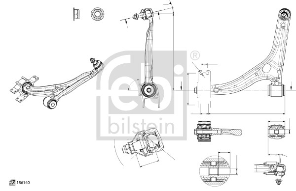 Важіль підвіски, підвіска коліс   186140   FEBI BILSTEIN