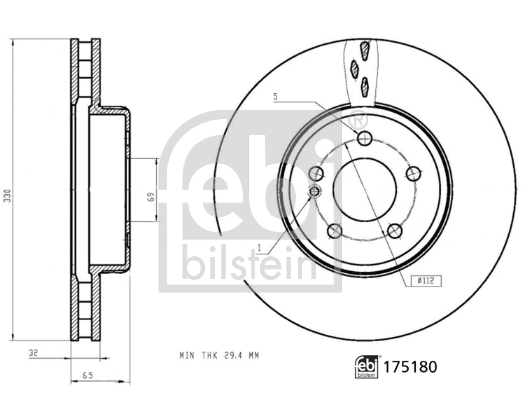 Гальмівний диск   175180   FEBI BILSTEIN