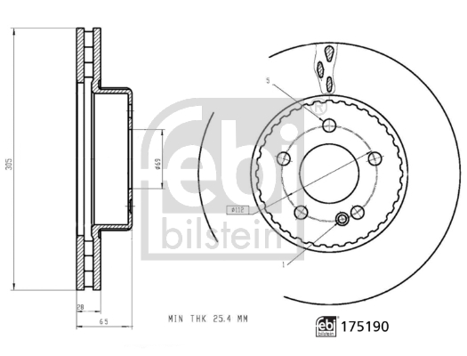 Тормозной диск   175190   FEBI BILSTEIN