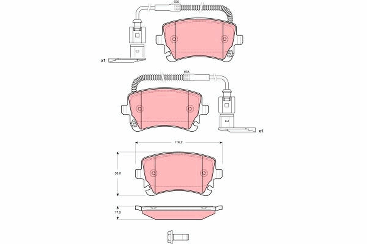 Комплект тормозных колодок, дисковый тормоз   GDB1508   TRW