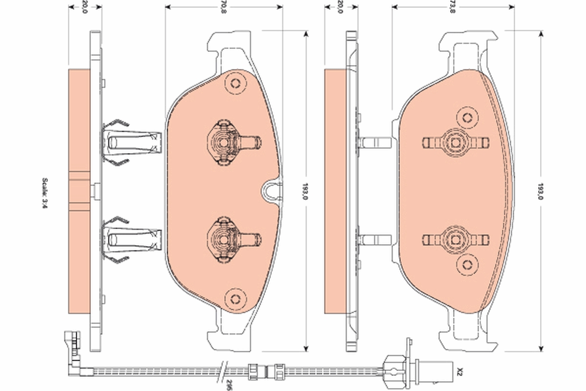 Комплект тормозных колодок, дисковый тормоз   GDB1883   TRW