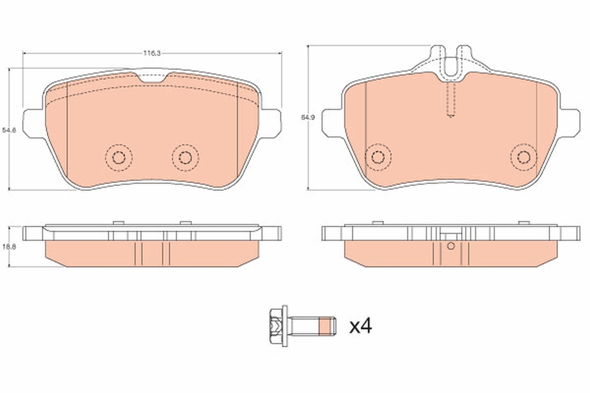 Комплект тормозных колодок, дисковый тормоз   GDB2014   TRW