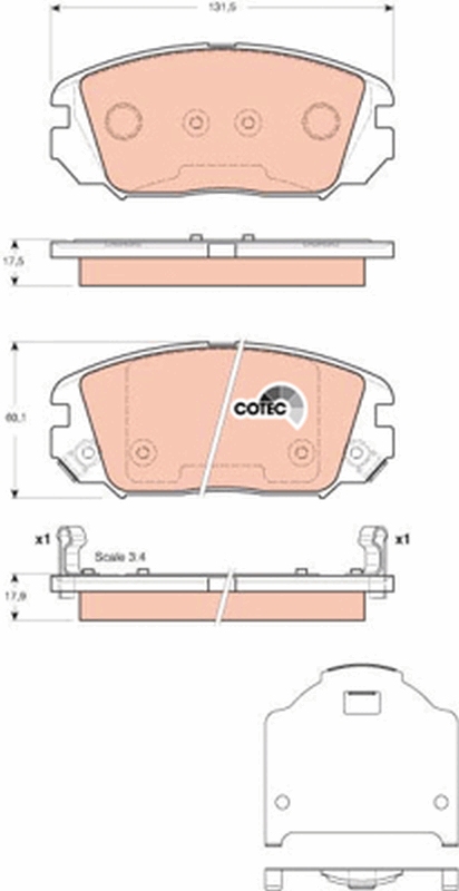 Комплект тормозных колодок, дисковый тормоз   GDB3409   TRW