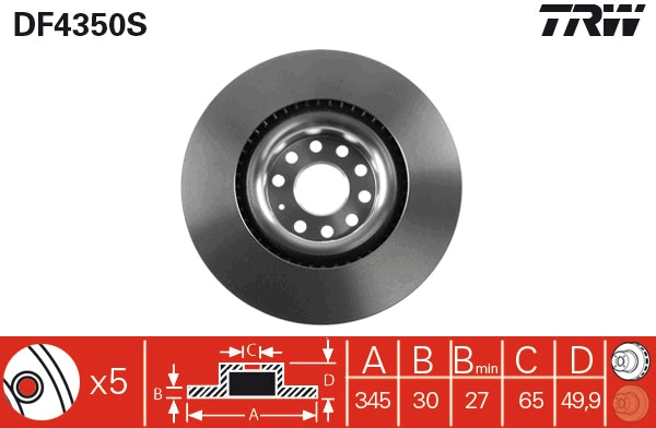 Тормозной диск   DF4350S   TRW