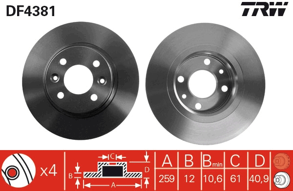 Тормозной диск   DF4381   TRW