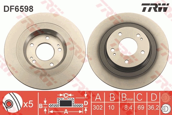 Тормозной диск   DF6598   TRW