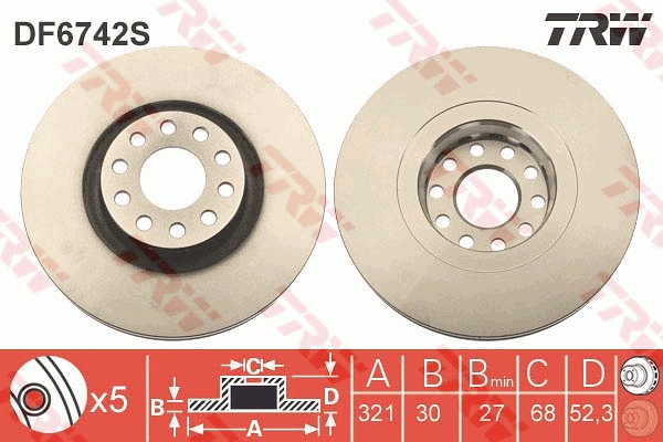 Тормозной диск   DF6742S   TRW