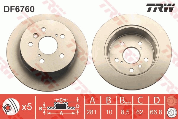 Тормозной диск   DF6760   TRW