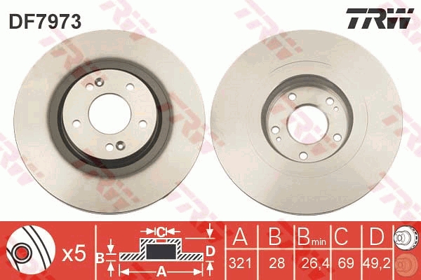 Тормозной диск   DF7973   TRW