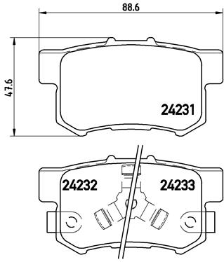 Комплект тормозных колодок, дисковый тормоз, BREMBO, P 28 051