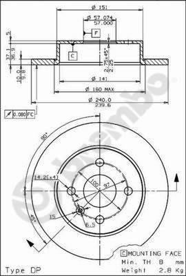 Тормозной диск   08.7626.75   BREMBO