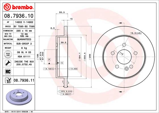 Тормозной диск   08.7936.11   BREMBO