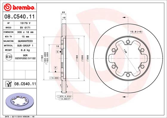 Тормозной диск   08.C540.11   BREMBO