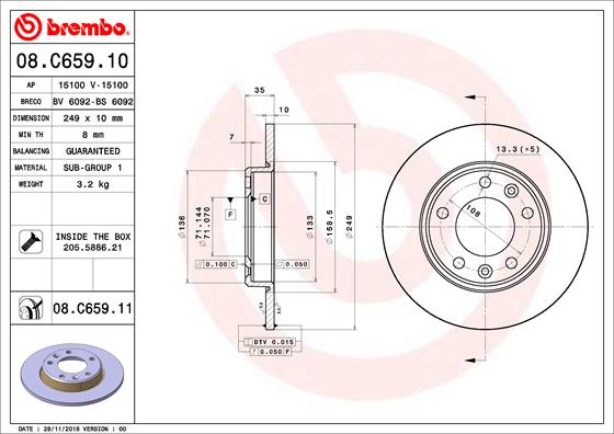 Гальмівний диск   08.C659.11   BREMBO