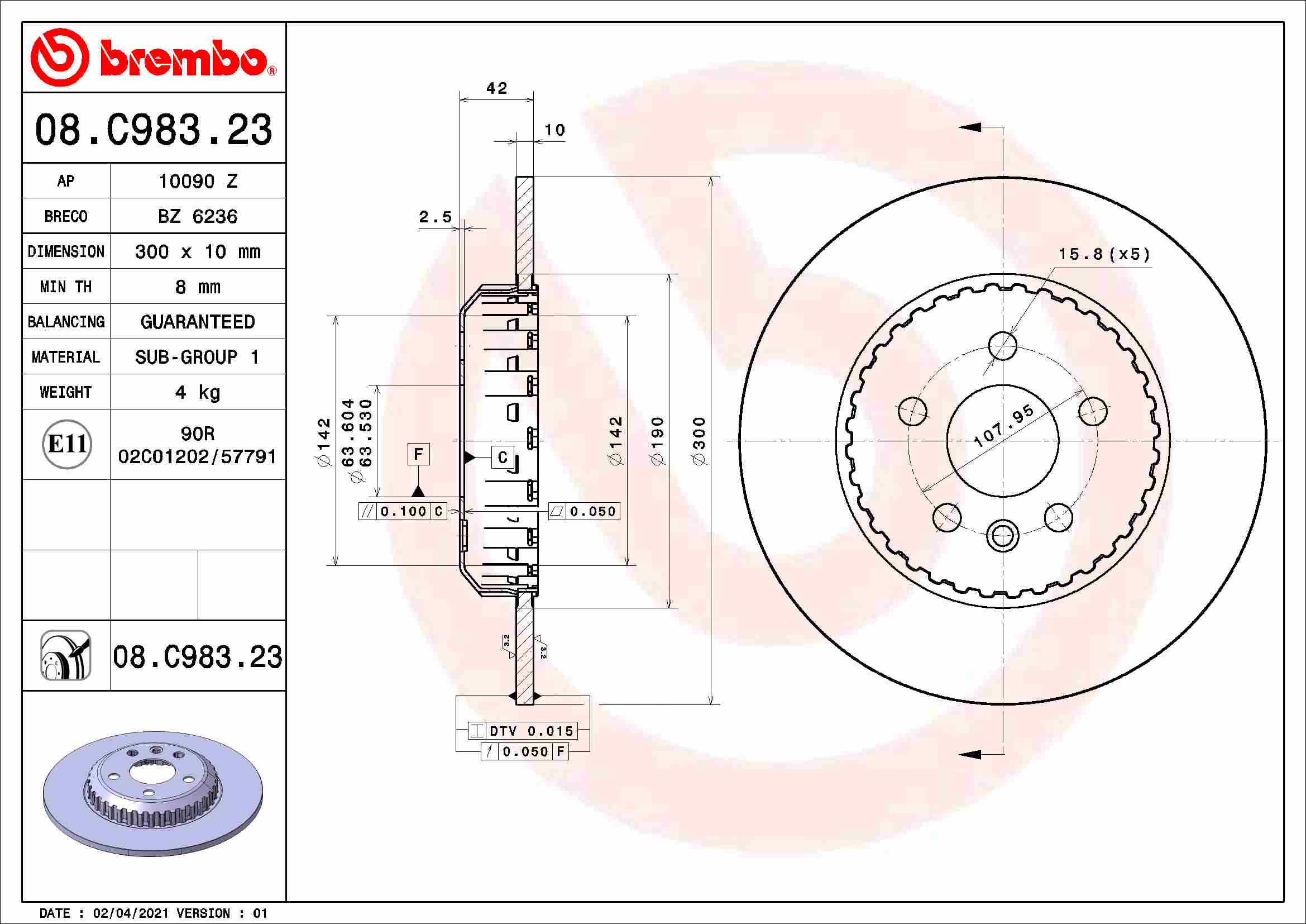 Гальмівний диск   08.C983.23   BREMBO