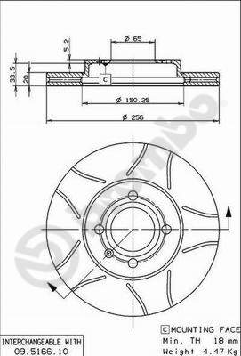 Тормозной диск   09.5166.75   BREMBO