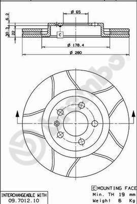 Гальмівний диск   09.7012.75   BREMBO