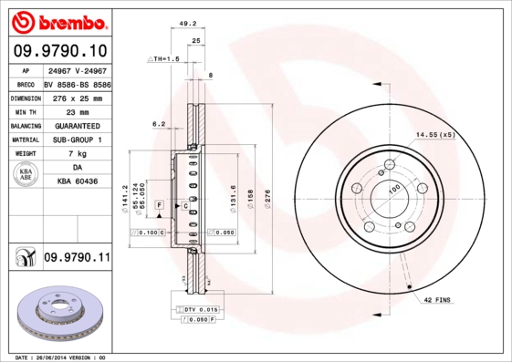 Гальмівний диск   09.9790.11   BREMBO