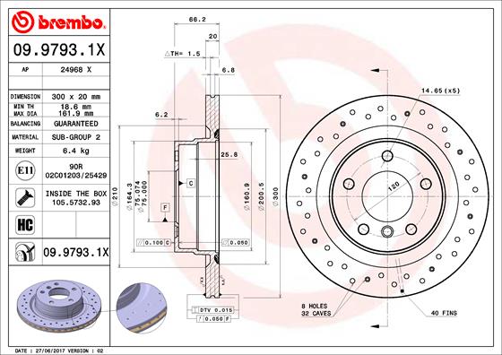 Гальмівний диск   09.9793.1X   BREMBO