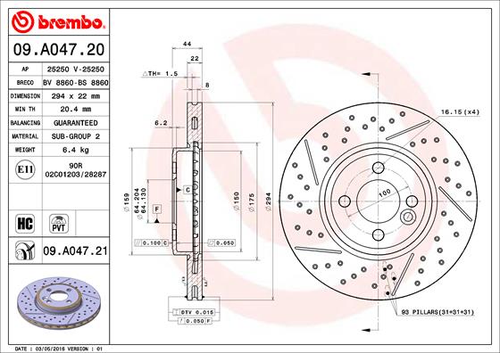 Гальмівний диск   09.A047.21   BREMBO