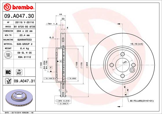 Гальмівний диск   09.A047.31   BREMBO