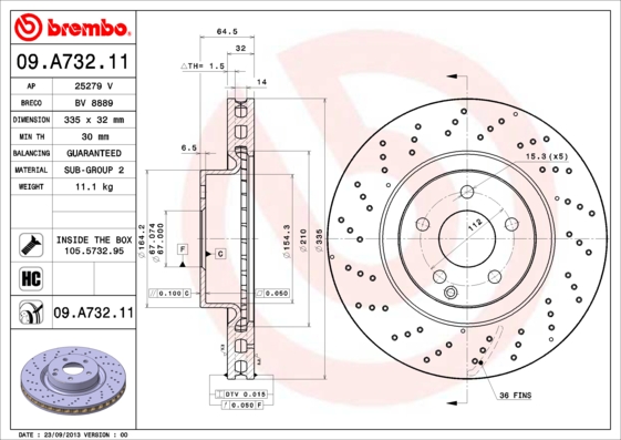 Гальмівний диск   09.A732.11   BREMBO