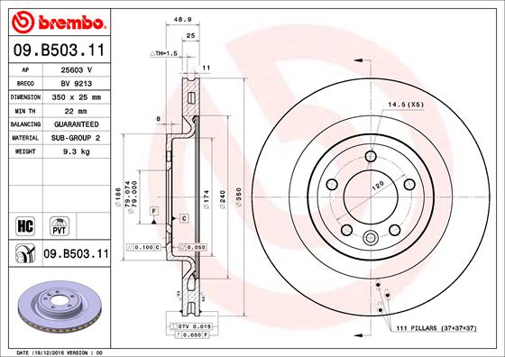Тормозной диск   09.B503.11   BREMBO