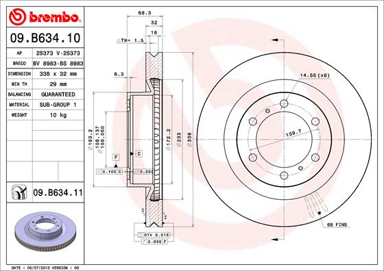 Тормозной диск   09.B634.11   BREMBO