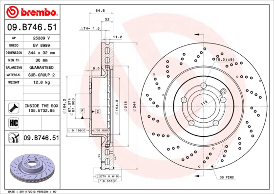 Гальмівний диск   09.B746.51   BREMBO