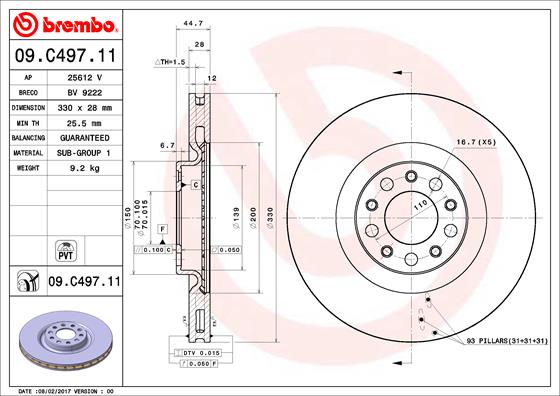 Тормозной диск   09.C497.11   BREMBO