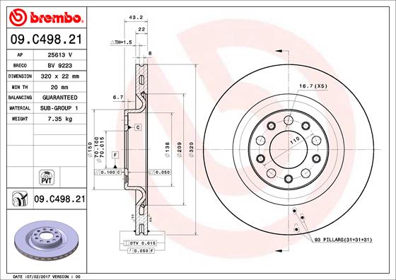 Тормозной диск   09.C498.21   BREMBO