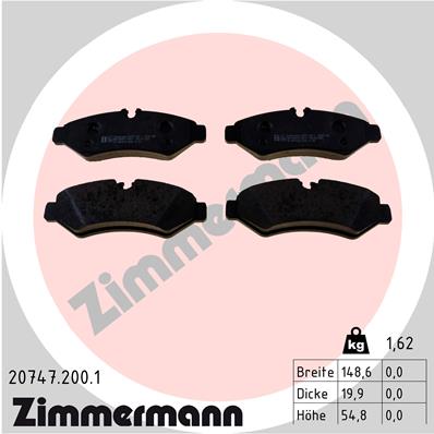 Комплект гальмівних накладок, дискове гальмо   20747.200.1   ZIMMERMANN