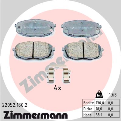 Комплект тормозных колодок, дисковый тормоз   22052.180.2   ZIMMERMANN