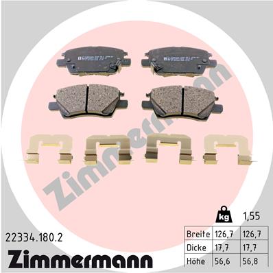 Комплект тормозных колодок, дисковый тормоз   22334.180.2   ZIMMERMANN