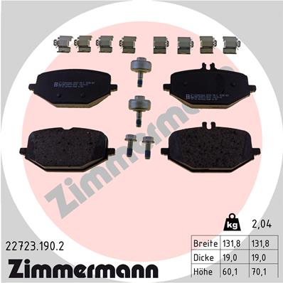 Комплект гальмівних накладок, дискове гальмо   22723.190.2   ZIMMERMANN