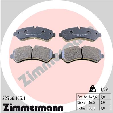 Комплект тормозных колодок, дисковый тормоз   22768.165.1   ZIMMERMANN