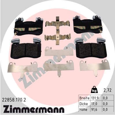 Комплект гальмівних накладок, дискове гальмо   22858.170.2   ZIMMERMANN