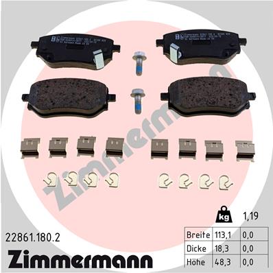 Комплект гальмівних накладок, дискове гальмо   22861.180.2   ZIMMERMANN