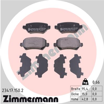 Комплект гальмівних накладок, дискове гальмо   23417.150.2   ZIMMERMANN